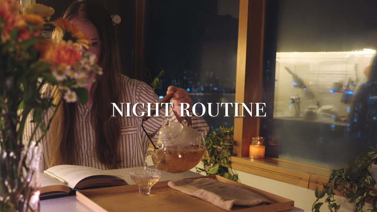 slow & cosy night routine🌙 calming self-care after a hard week 🌿 bibimbap, tea, alone time