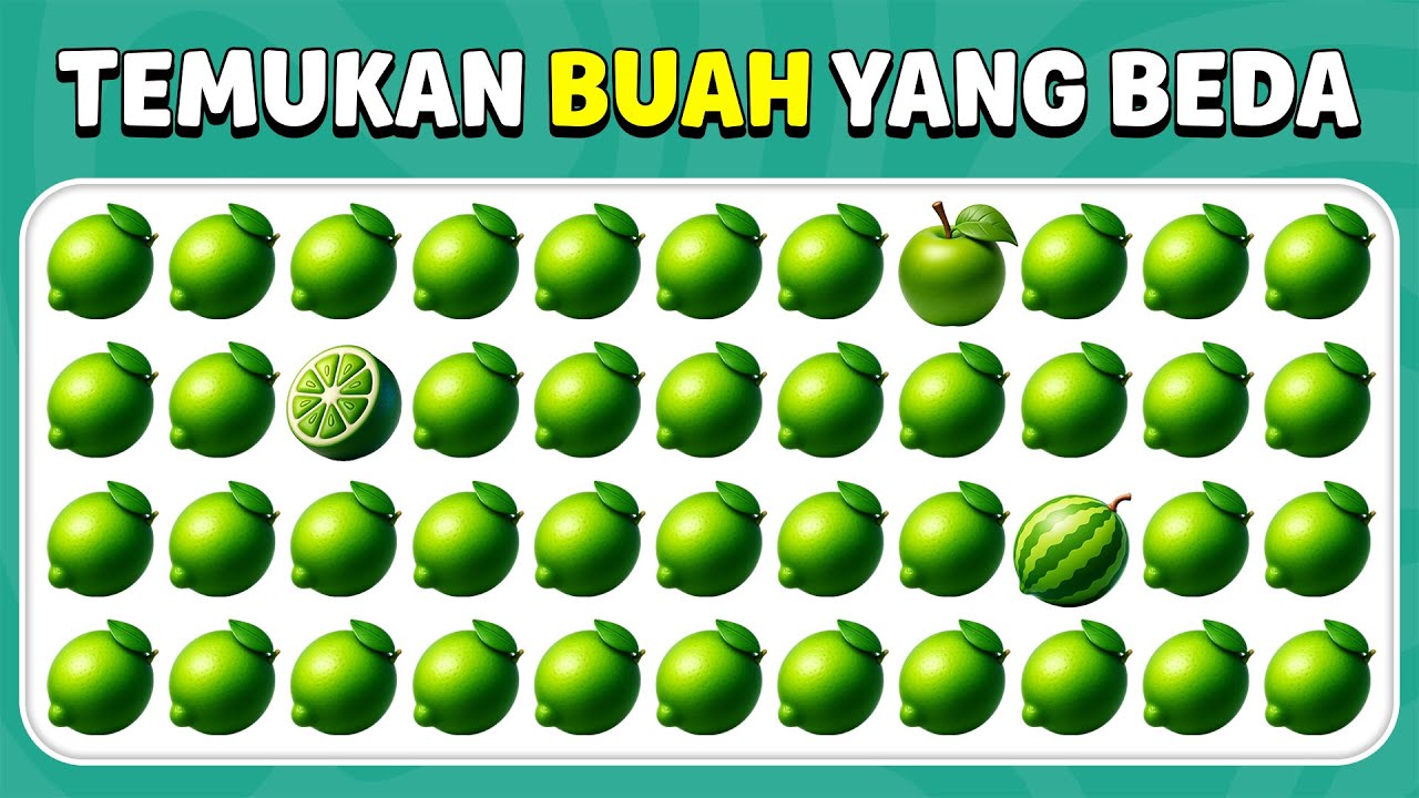 Temukan Emoji Yang Beda - Edisi Buah 🍋🍉🥝 | 30 Level | Mudah, Sedang, Sulit | Kuis Lebah