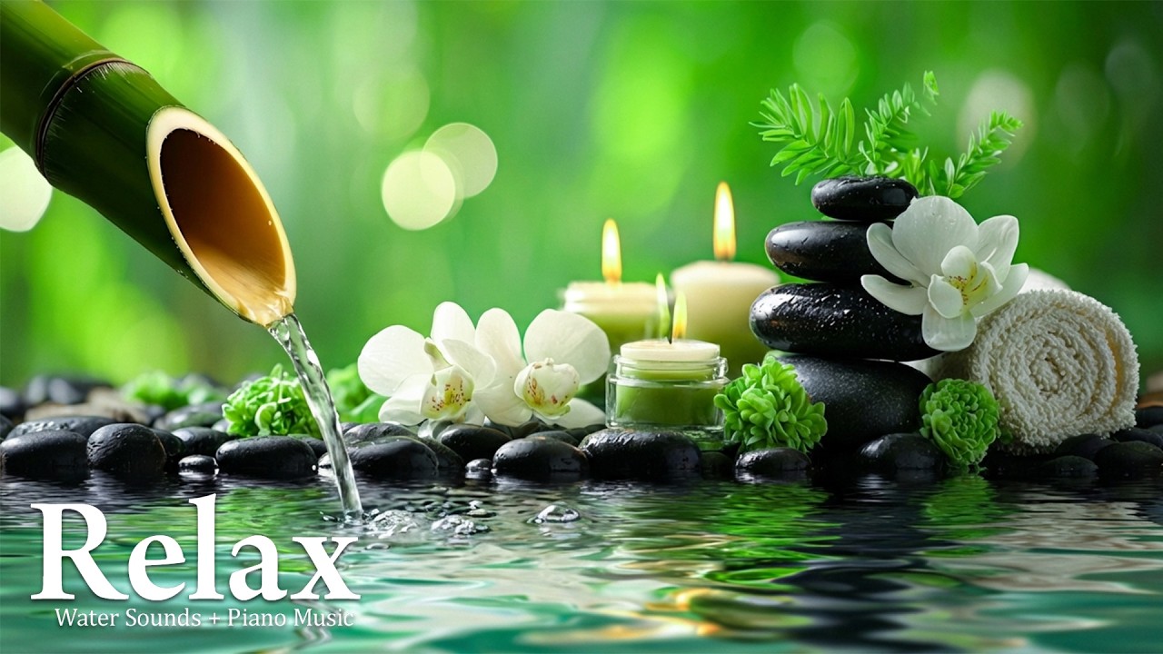 Relaxing Sleep Music + Bamboo Water 🌿 Deep Healing, Meditation, Mind Body, Deep Sleep 😴