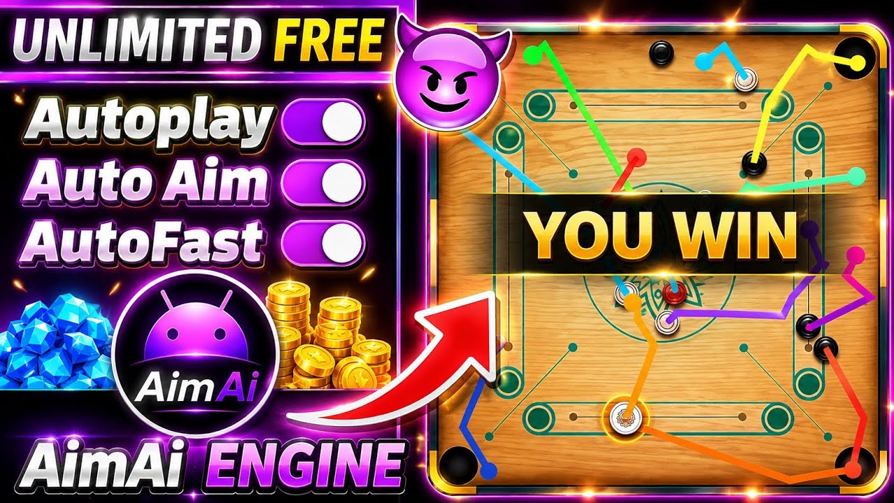 💥 NEW HACK AIM AI ENGINE FREE VERSION DOWNLOAD LINK || CARROM POOL NEW HACK 😱 #trickster #carrompool