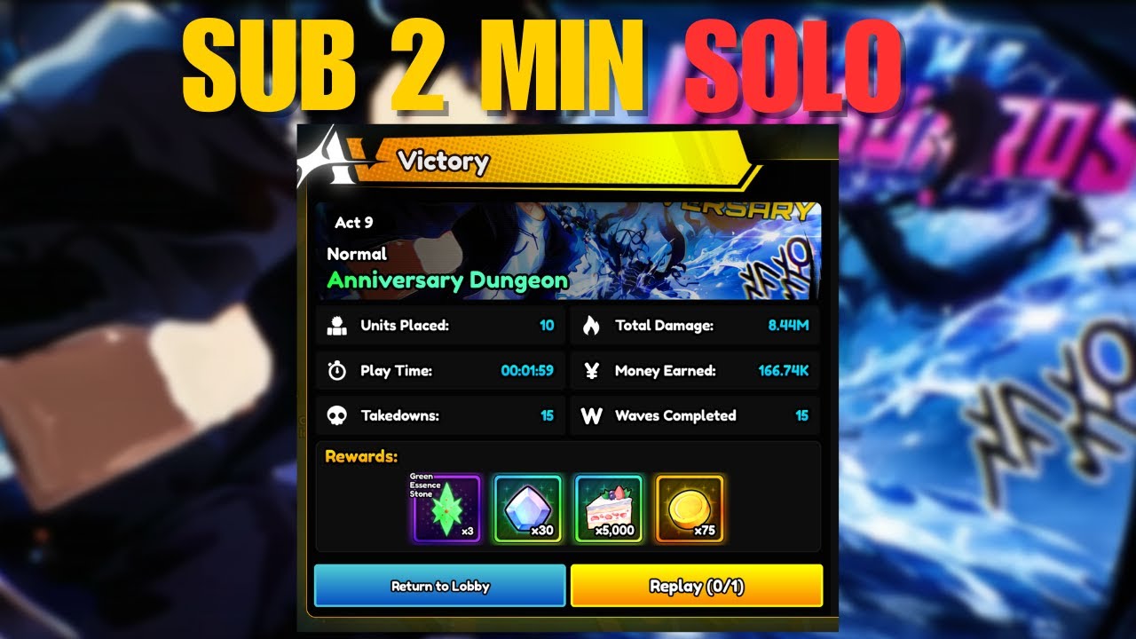How to SOLO Anniversary Dungeon Act 9 FAST (SUB 2 MIN) | Anime Vanguards