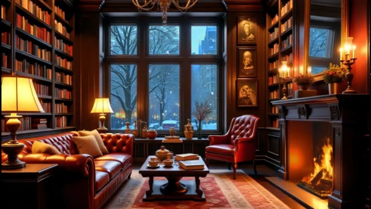 Luxury Winter Jazz ❄️ Cozy Library Ambience for Relaxing Nights