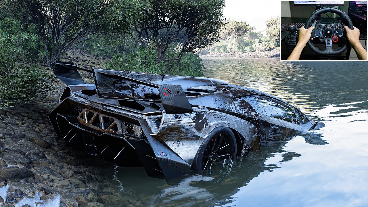 Rebuilding Lamborghini Veneno Forza Horizon 5 Logitech G29 Stering Wheel Gameplay