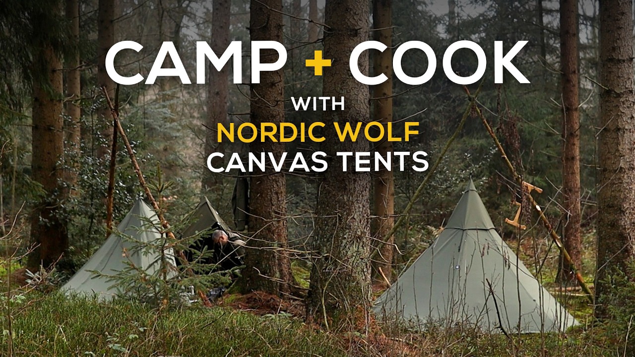 Nordic Wolf Lavvu Camp | Raido, Loki & Tyr in the forest | Campfire cooking