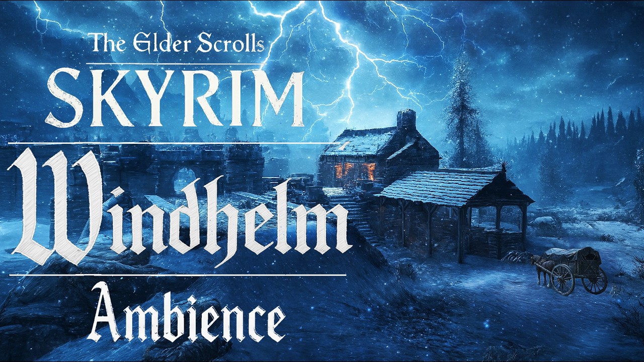 Ancient Windhelm Walls | Skyrim Snowfall | Silent Meditative Ambience