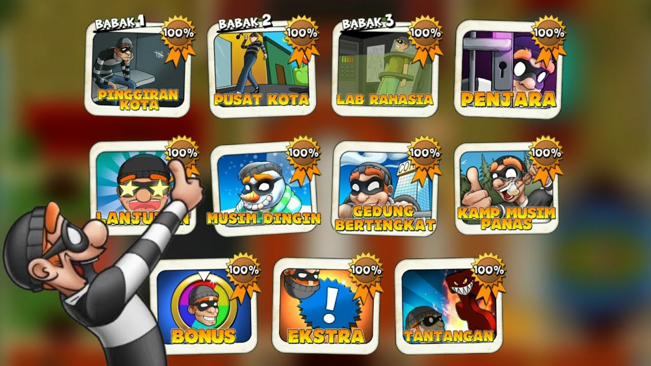 Lawan Semua Level Boss Di Semua Chapter - Robbery Bob Full Gameplay (No Item,Bom Asap,Kostum & Cut)
