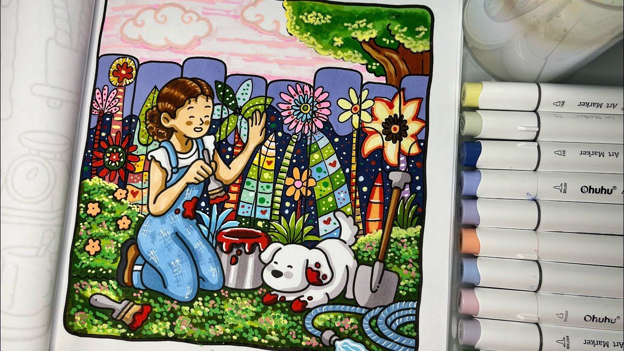 Part 1: Girl Moments by Coco Wyo | Relaxing ASMR | Color With Me | Ohuhu Alcohol Markers #cocowyo