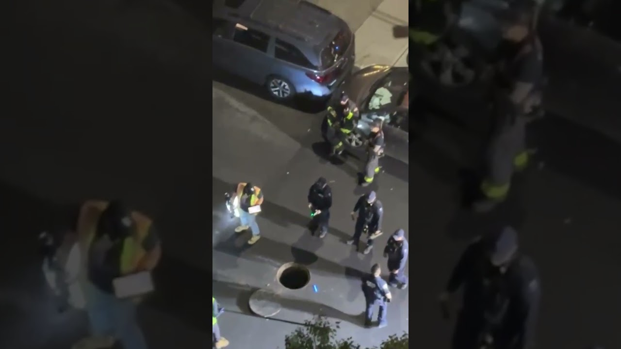 Large groups of men twice seen climbing in & out of manholes in Brooklyn for unknown reason #shorts