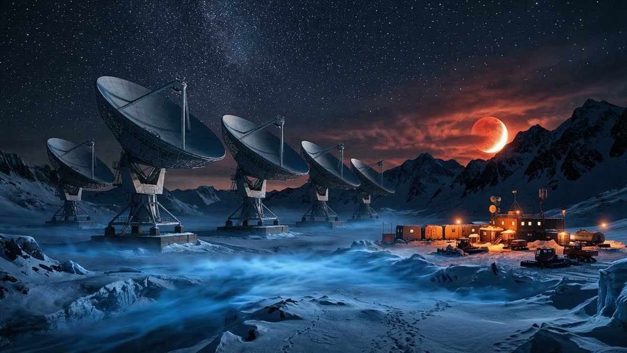 Red Moon Over Arctic Observatory | Deep Space Ambient for Sleep & Focus