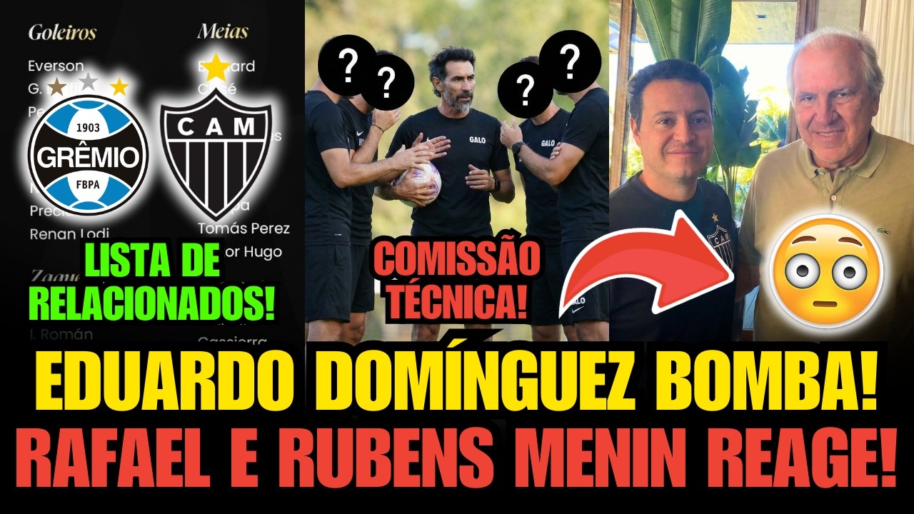 😱 RAFAEL E RUBENS MENIN REAGE! NOVA COMISSÃO TÉCNICA, LISTA DE RELACIONADOS DIANTE DO GRÊMIO E+