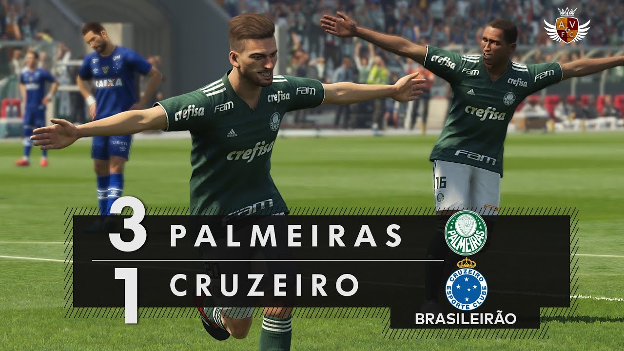 PALMEIRAS 3 x 1 CRUZEIRO NO PES 2019 - BRASILEIRÃO | NARRAÇÃO DE MILTON LEITE