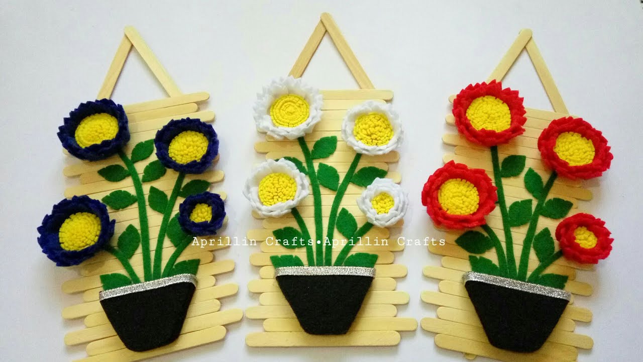 Diy popsicle stick crafts || diy wall hanging ideas || diy hiasan dinding dari stik eskrim