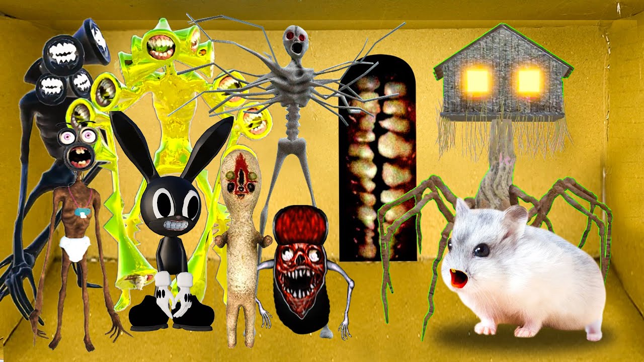 🐹 😱 ALL MONSTERS Trevor Henderson Cartoon - Hamster  Maze with Traps | Tom Hamster Animation #9