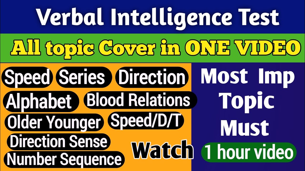Verbal Intelligence test preparation| 2025Tips and trick Analogy , Speed,Series,Blood Relations