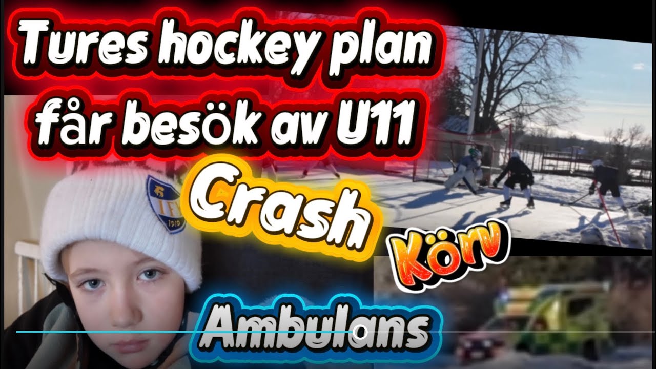 Tures hockeyplan får besök av U11, crash ut från isen, ambulans och Körv.