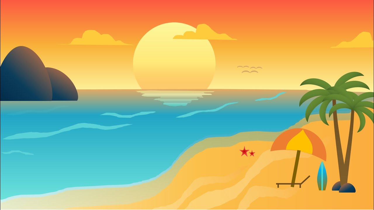 PowerPoint Beach Animation | PowerPoint Sun Rise Animation | PowerPoint Moving Waves Animation