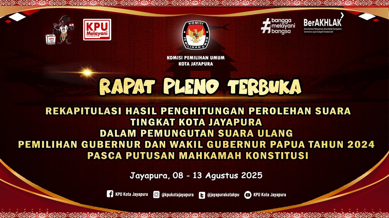 RAPAT PLENO TERBUKA REKAPITULASI HASIL PENGHITUNGAN PEROLEHAN SUARA TINGKAT KOTA JAYAPURA