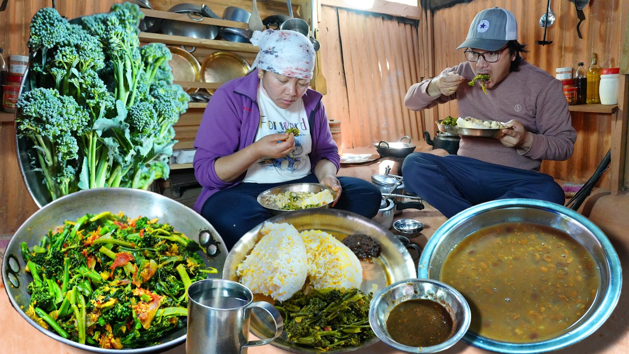 Healthy Broccoli Recipe Cooking & Eating in Meal | Simple Village Life | Countryside Life Nepal Vlog