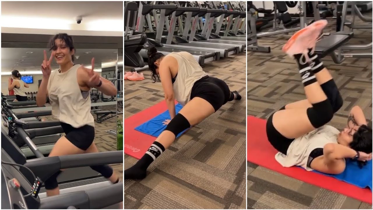 actress Ritika evening gym workout video