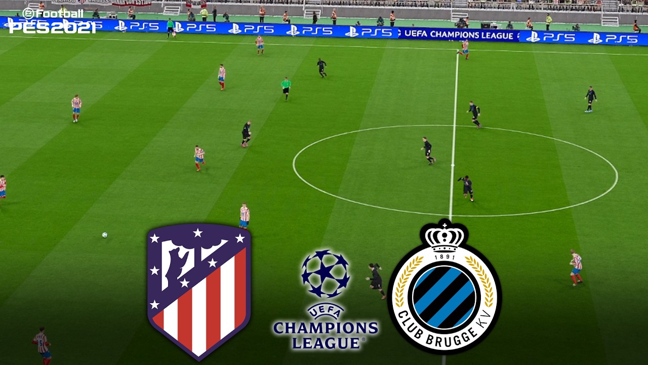 🔴Atletico De Madrid vs Club Brugge - UEFA Champions League 25/26 Match - efootball Pes 21 Gameplay