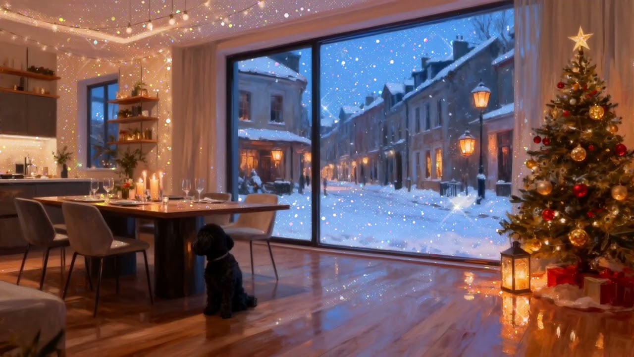 Cozy Christmas Dinner Ambience ✨ Warm Holiday Background Music & Living Room Screensaver