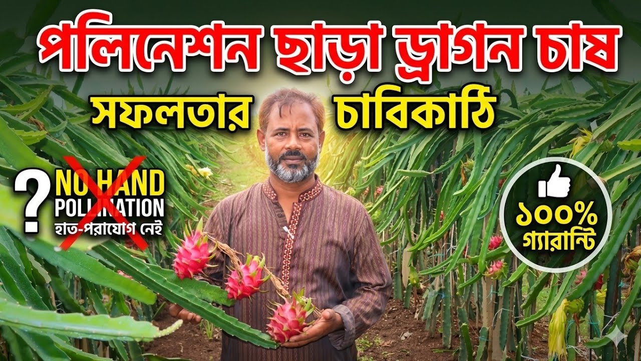 dragon fruit farming পলিনেশন ছাড়া ড্রাগন চাষ সম্ভব। লাখ টাকা খরচ কমানো উপায় ড্রাগনে