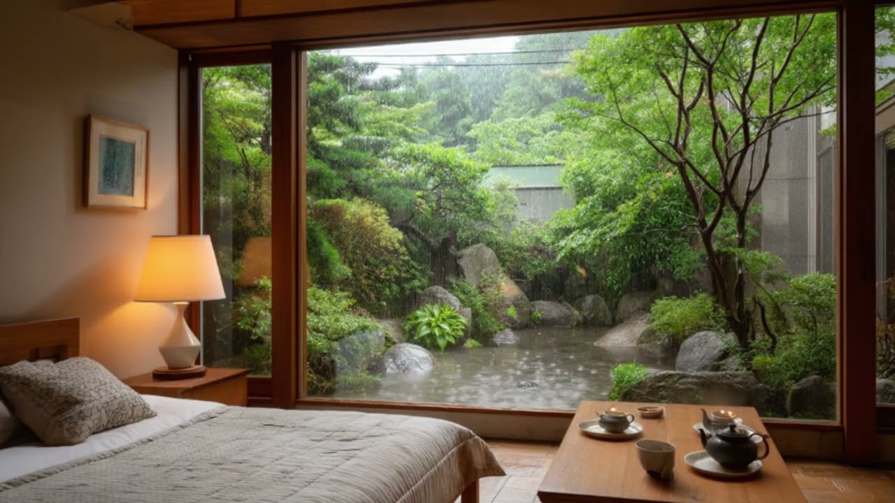 Deep Sleep Rain 🌧 Cozy Bedroom Piano Music for Relaxation & Sweet Dreams