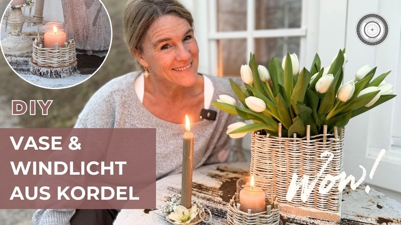 DIY - WUNDERSCHÖNES FRÜHLINGS - WINDLICHT  UND VASE für  Tulpen EASY SELBER machen