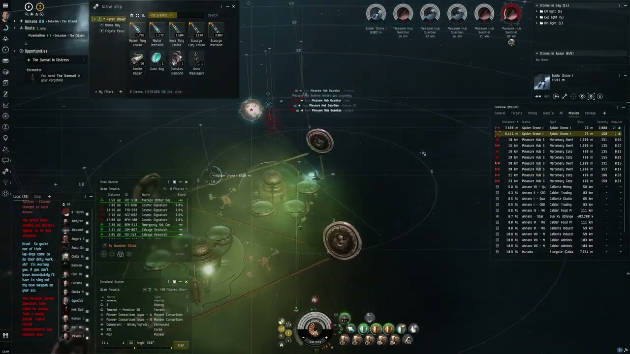 Eve Online - Raven Level 4 mission gameplay - The Damsel in Distress