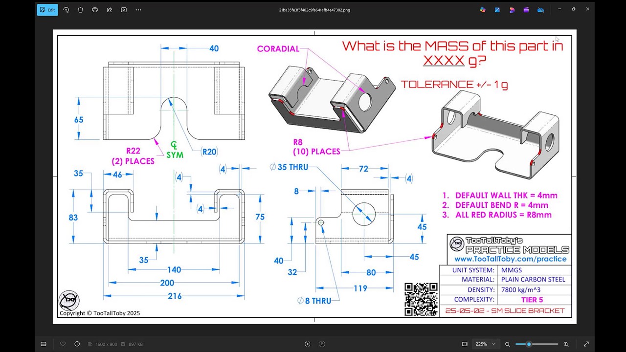 Too Tall Toby Practice Models Performed in IronCAD - Practice 25-05-02 SM Sliding Bracket