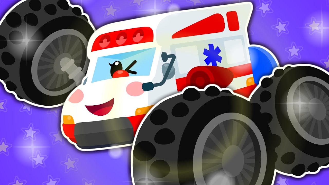 Let&rsquo;s Go! Monster Ambulance Rescue Squad | Car Song | Nursery Rhymes & Kids Songs