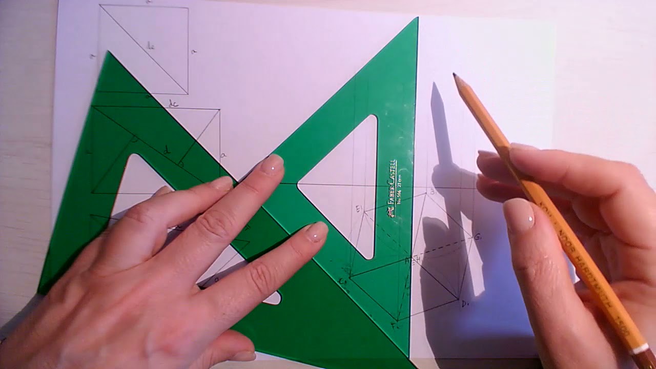 Hexaedro reg. apoyado por un vértice, con una diagonal perpendicular al PH, en el sistema diédrico
