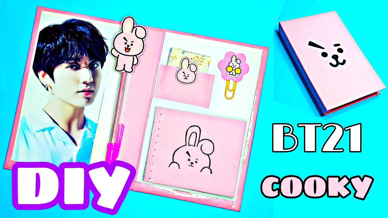 BT21 COOKY DIY MINI FOLDER// Plus: BT21 COOKY DIY Notebook, Pen & Paper clip😍// PH ARMY🇵🇭