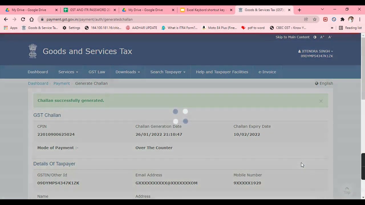 GST Challan  Over The Counter Details  , How to Creat GST Challan                         #Challan