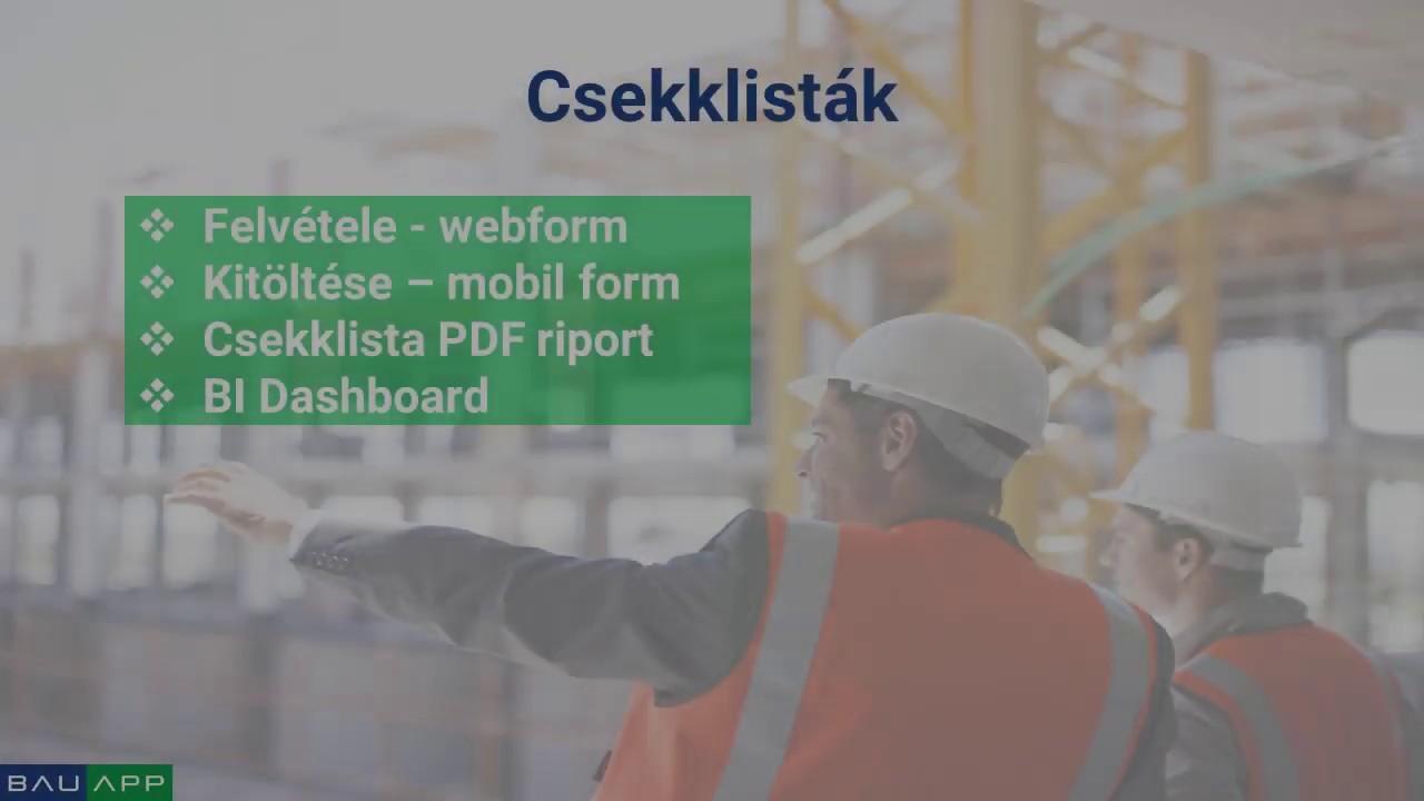 2.3.1 - Csekklisták kitöltése, PDF riportja, és összegzése a BI felületen