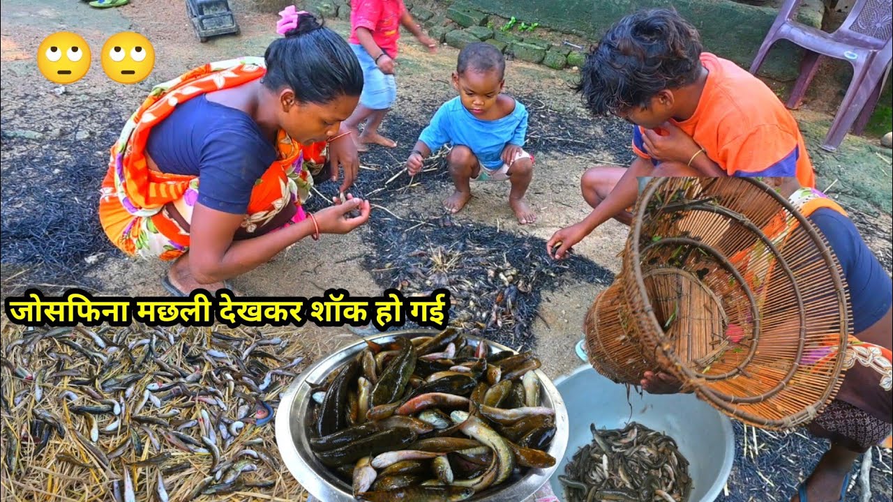 जोसफिना जी पहली बार इतना सारा मछली देखकर शॉक हो गई 🙄🙄 Village fishing vlog video @josphinavlogs 