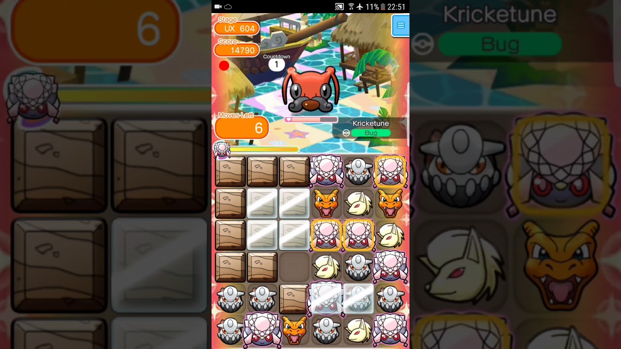 Pokemon Shuffle Mobile UX Stage 604 Kricketune『ポケとる スマホ版』