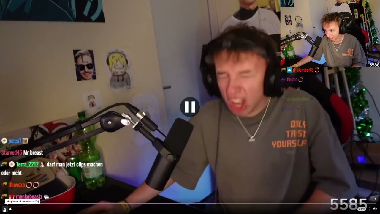Er bekommt Lachflash weil er H&auml;sslich aussieht w&auml;hrend er nie&szlig;t
