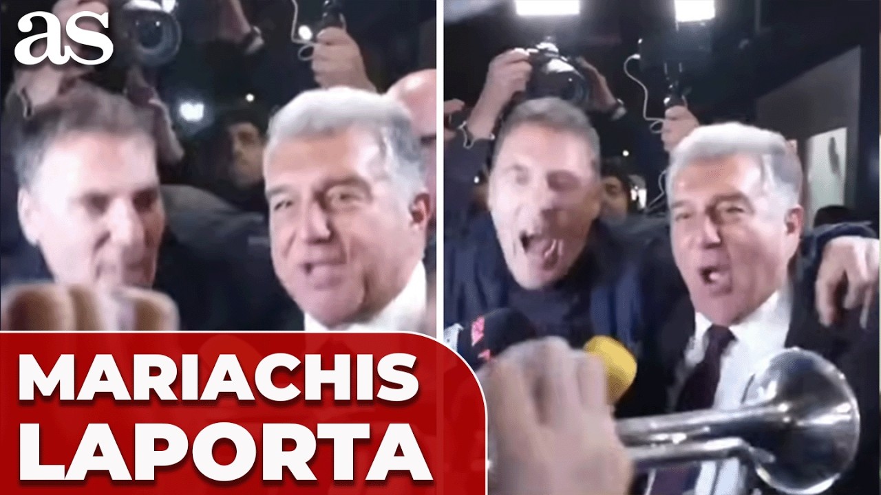 MARIACHIS con LAPORTA cantando el HIMNO para CELEBRAR la VICTORIA en las ELECCIONES BARCELONA