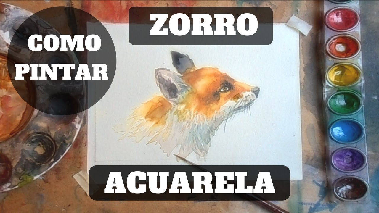como pintar un zorro con acuarela