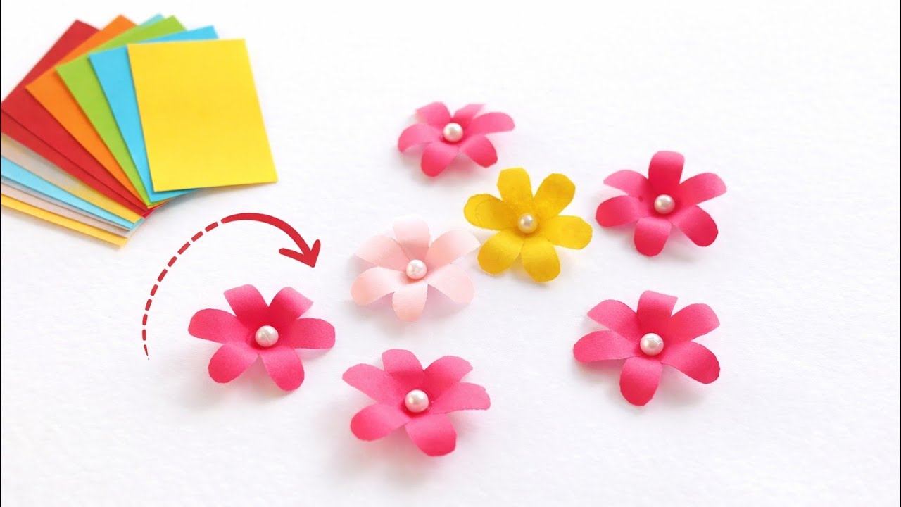 کاردستی گل زیبا🌸 با کاغذ /گل دست ساز زیبا 🥀