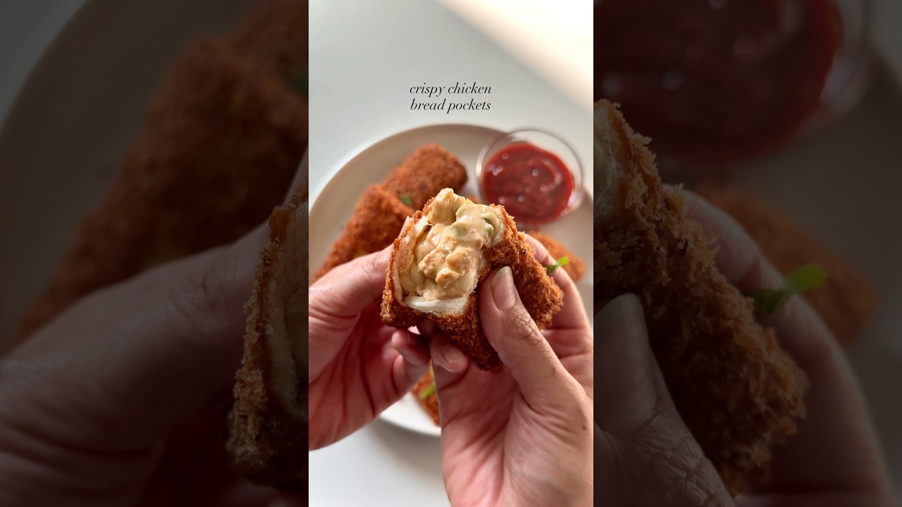 Crispy chicken bread pockets 🍗🧀#shorts #recipe