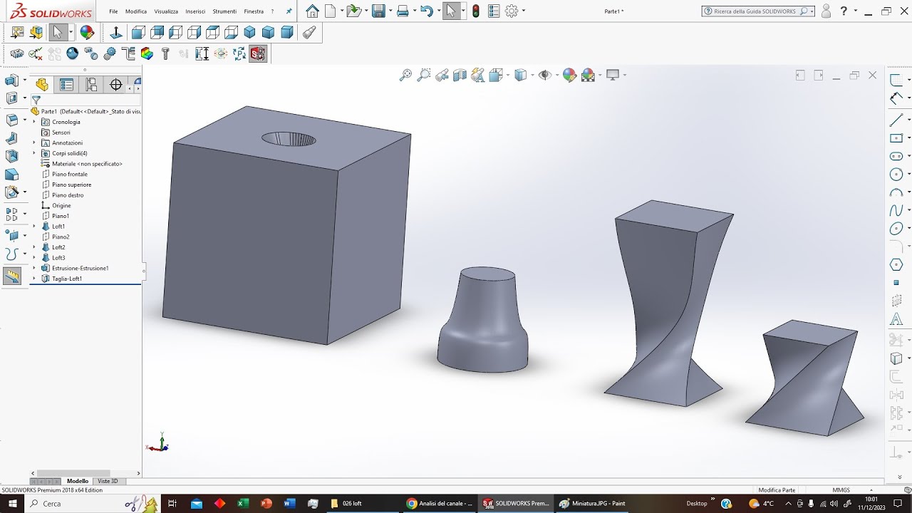 Solidworks: Loft, taglio con Loft (026)