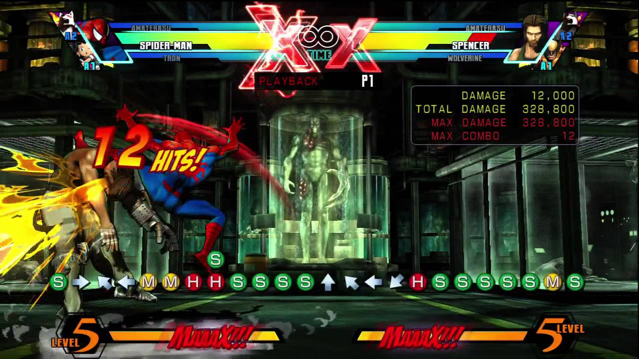 Ultimate MvC3: Simple Spiderman Midscreen Combo