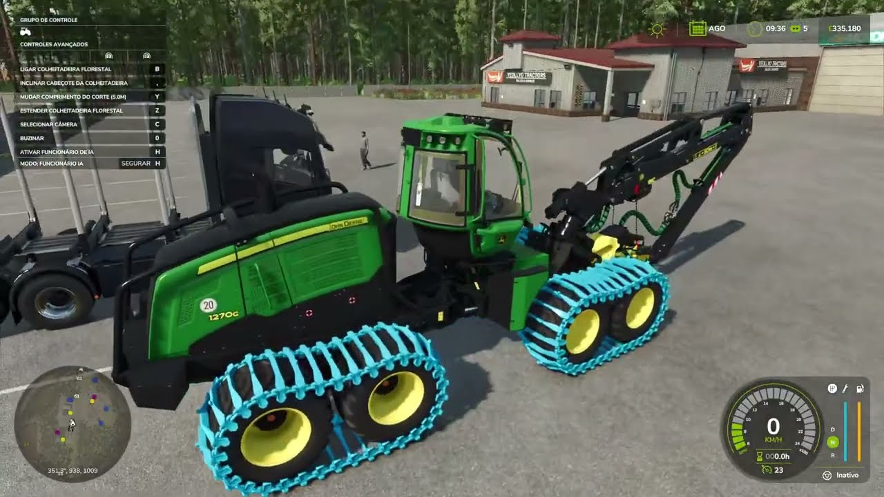 Corte de árvores no Farming Simulator 2025 com Logitech 3D Pro