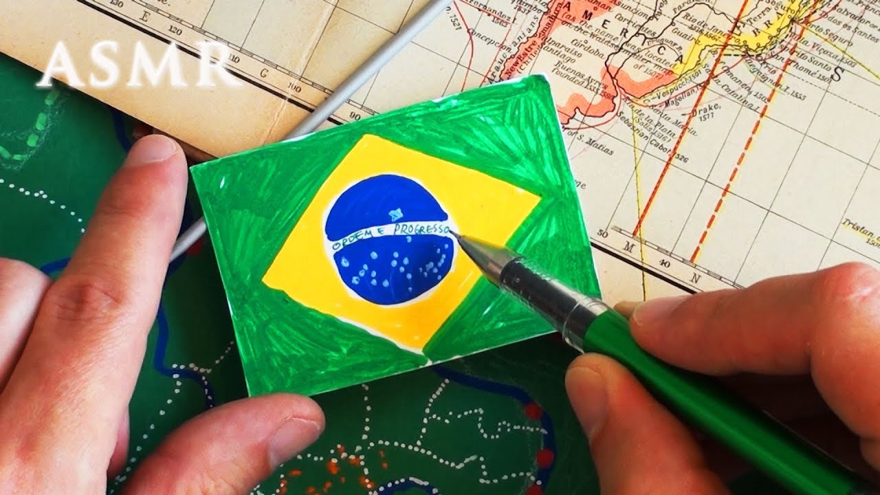 ASMR Drawing Map of Brazil Part 2 | History | Drawing Flag