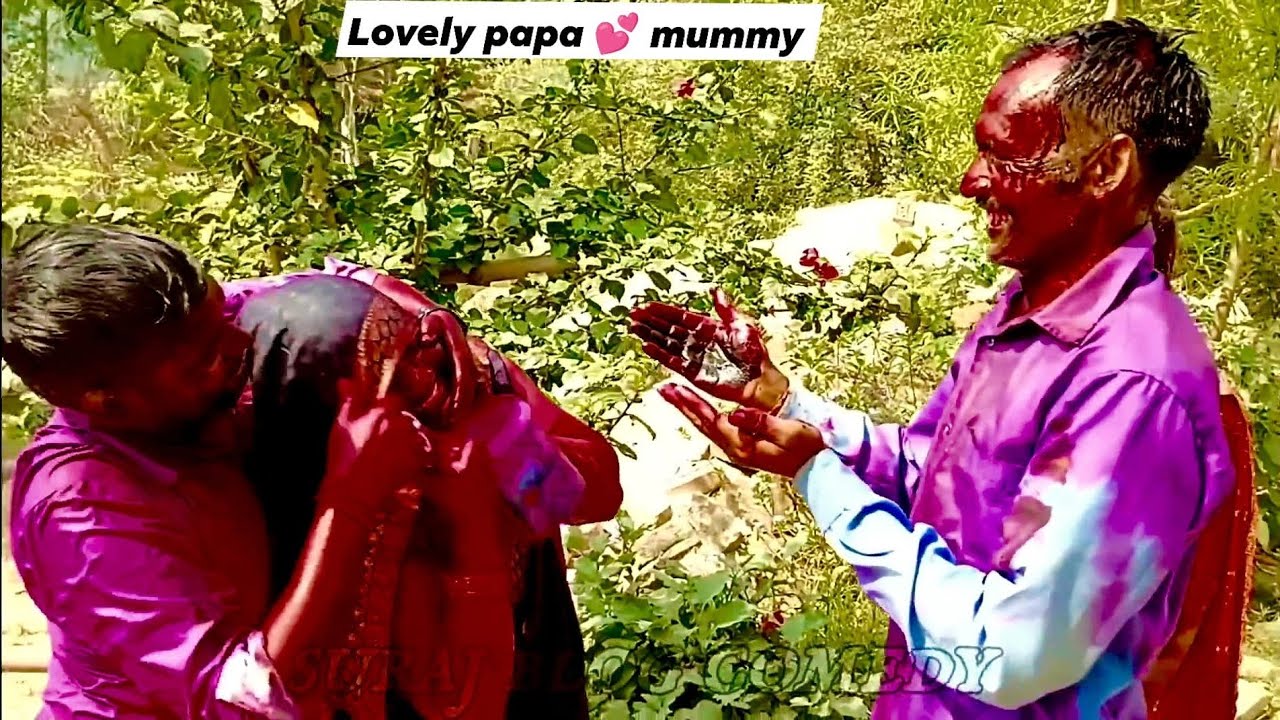 Mere papa ap ni sali ke sath red pakka rang se holi putai khel rahe hai at our village, Bihar ll