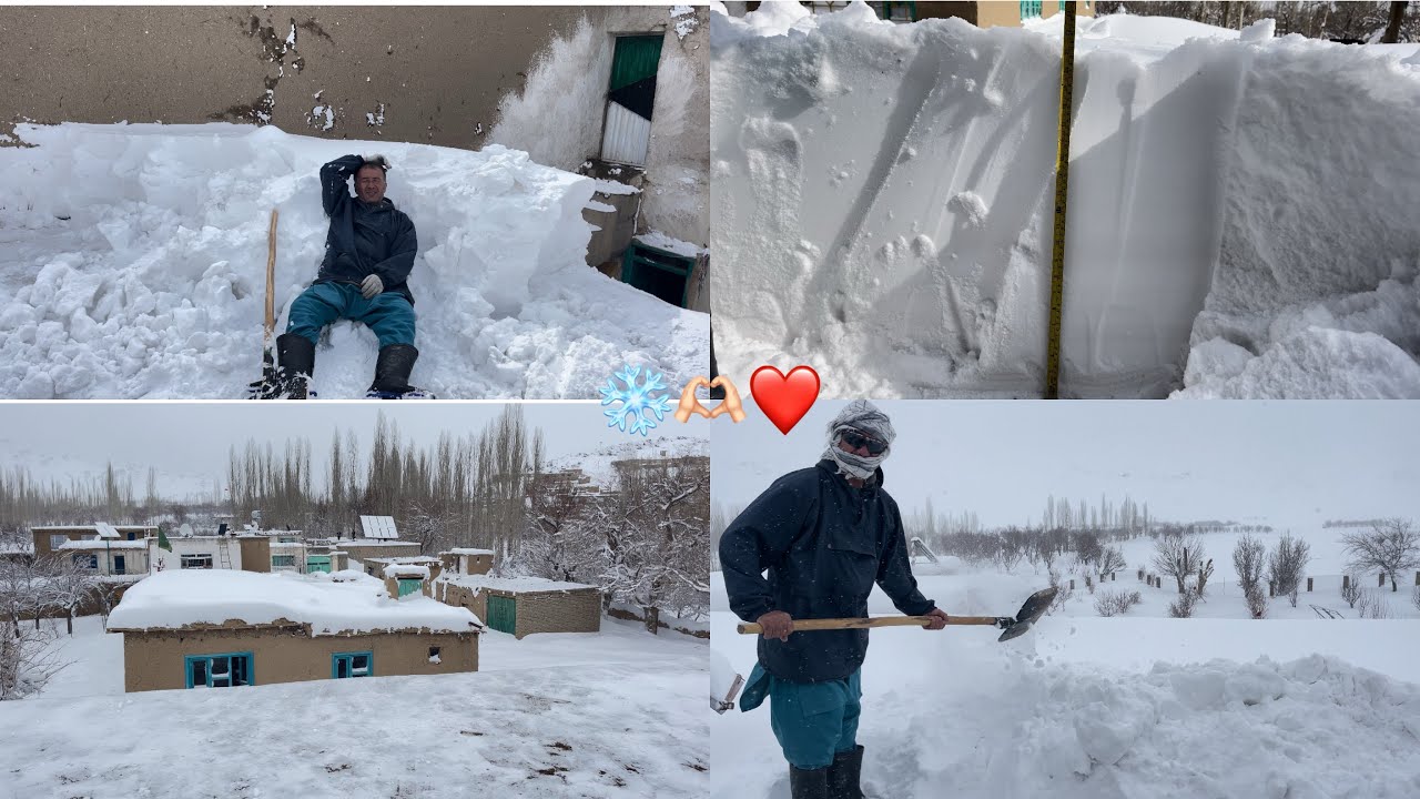 برف باری شدید و برف باد در جاغوری زیبا منطقه زیرک😍🤲🏻❄️