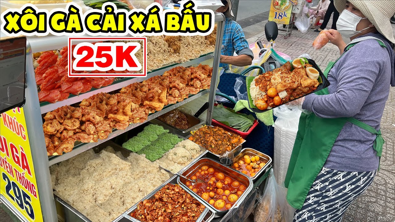 Xôi Gà Cải Xá Bấu Chị Trâm Từ 15K Cùng Tủ Topping Tá Lả Tự Nhà Làm Khách Mua Cực Đông Ở Vỉa Hè Q3