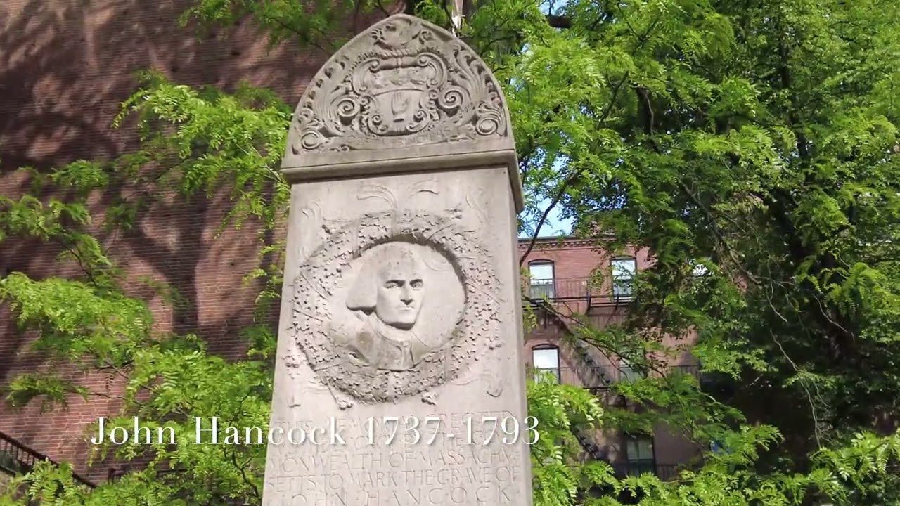 Boston MA Walking Tour. Granary Burying Ground Famous Graves. Paul Revere, John Hancock, etc